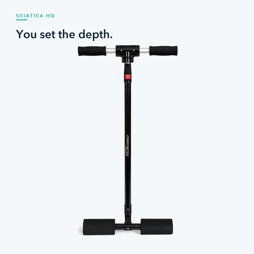 You set the depth — CoreStretch seated trunk and lat mobility frame