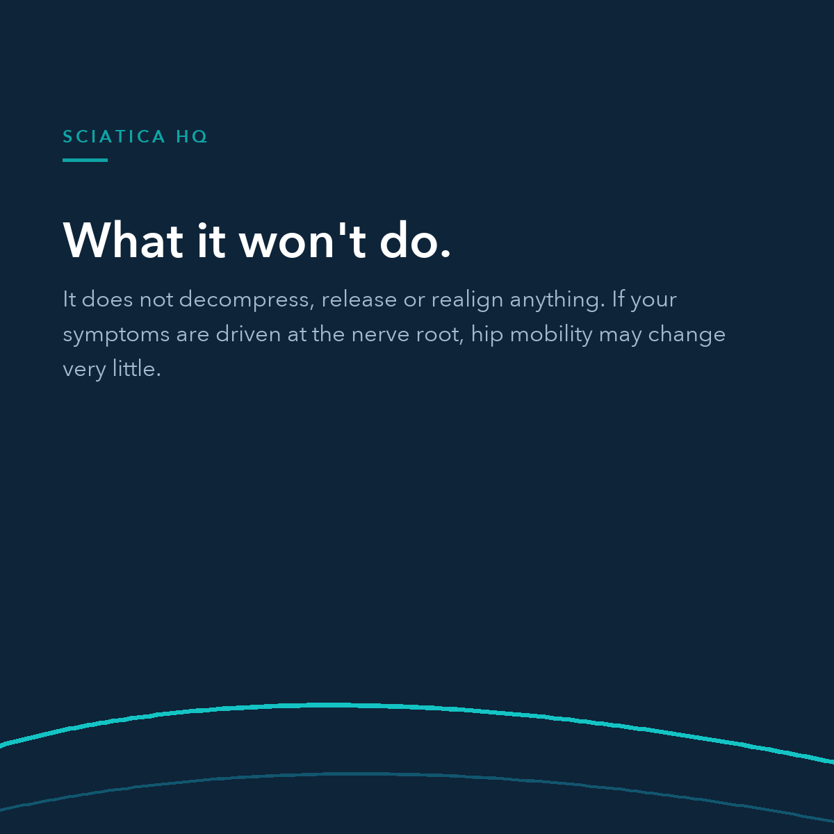 What it won't do — it does not decompress, release or realign anything
