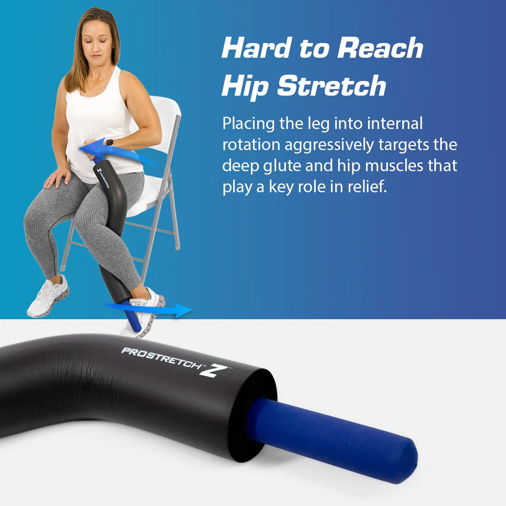 Seated hip internal rotation position using the ProStretch Z